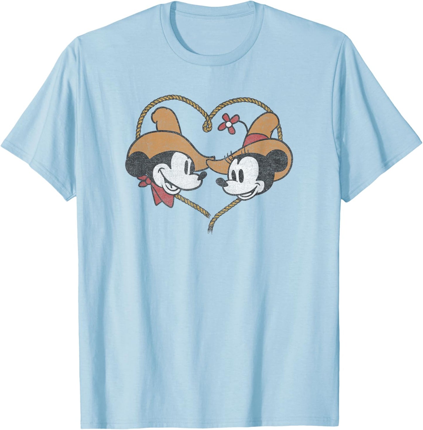 Disney Mickey and Minnie Vintage Western Sweethearts T-Shirt - T-Shirt | Light Blue