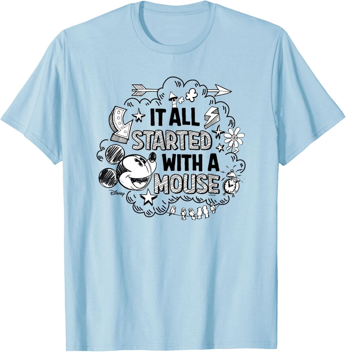 Mickey - It Was All Started By A Mouse T-Shirt - T-Shirt | Light Blue