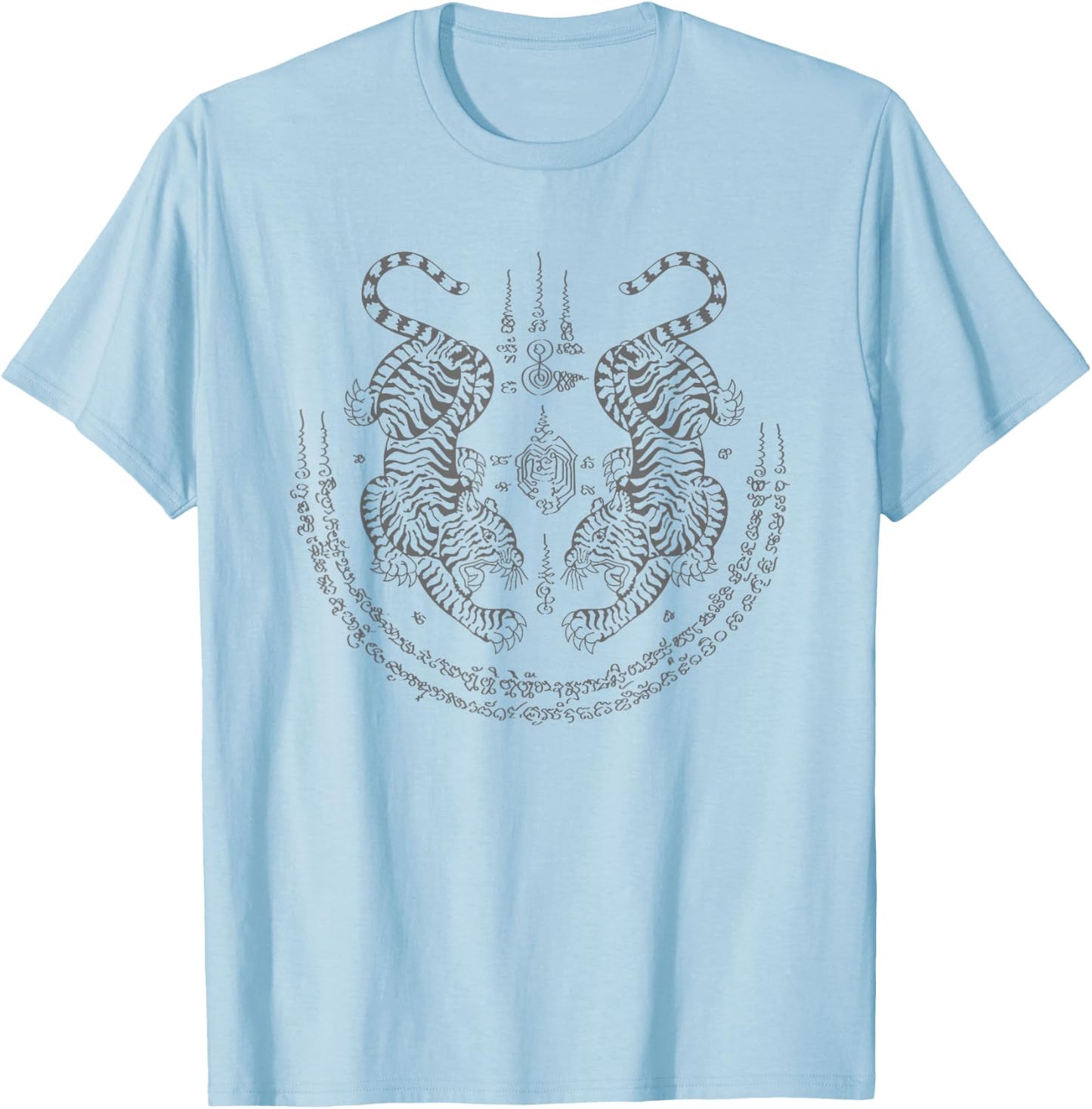 Thai Tattoo Twin Tiger Sak Yant Muay Thai Thailand Graphic T-Shirt - T-Shirt | Light Blue