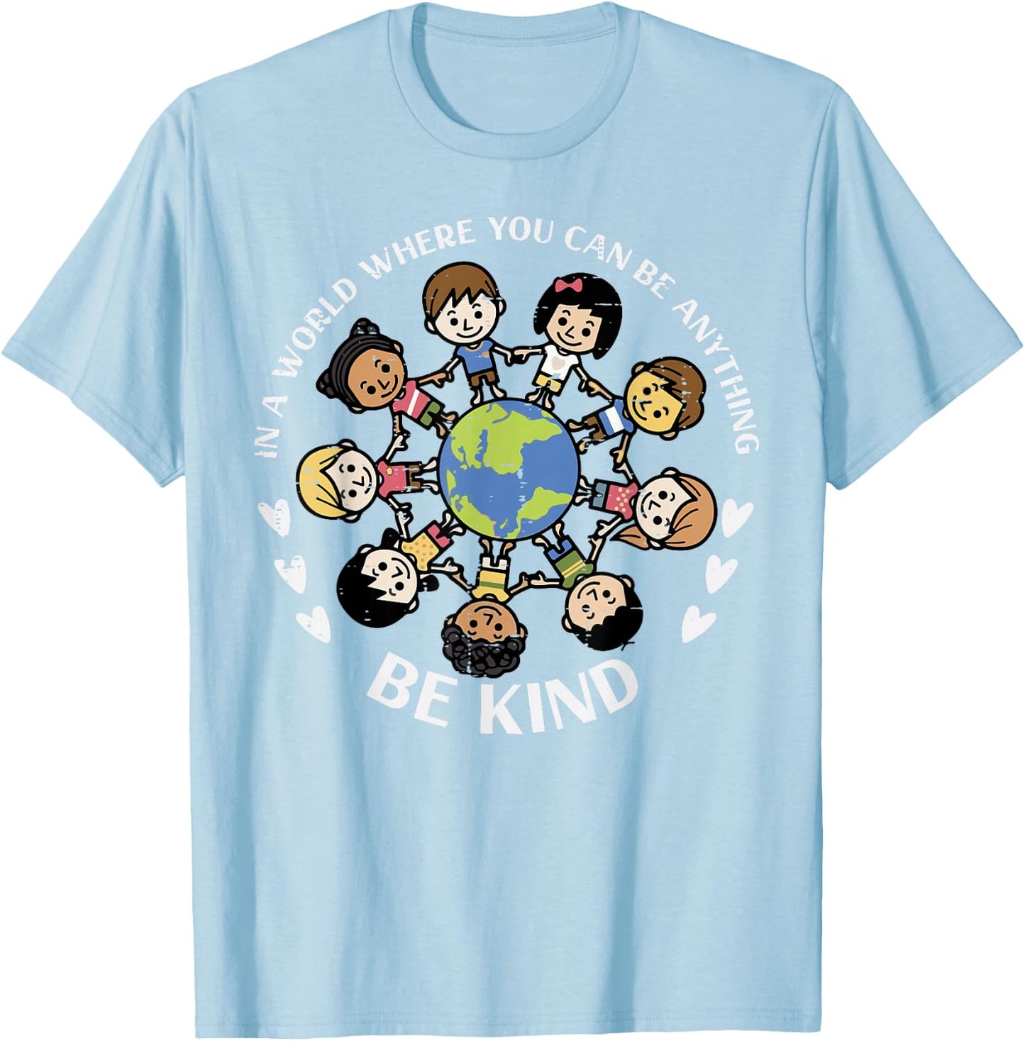 Kind Kids Earth Anti Bullying Unity Day Orange Boys Girls T-Shirt - T-Shirt | Light Blue
