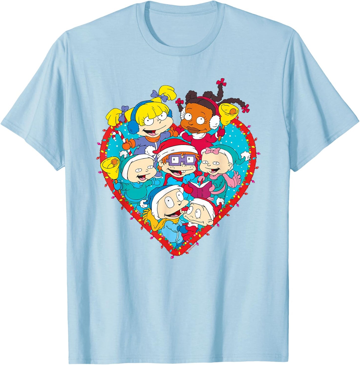 Rugrats Group Christmas Photo With Tommy, Chucky, Angelica T-Shirt - T-Shirt | Light Blue