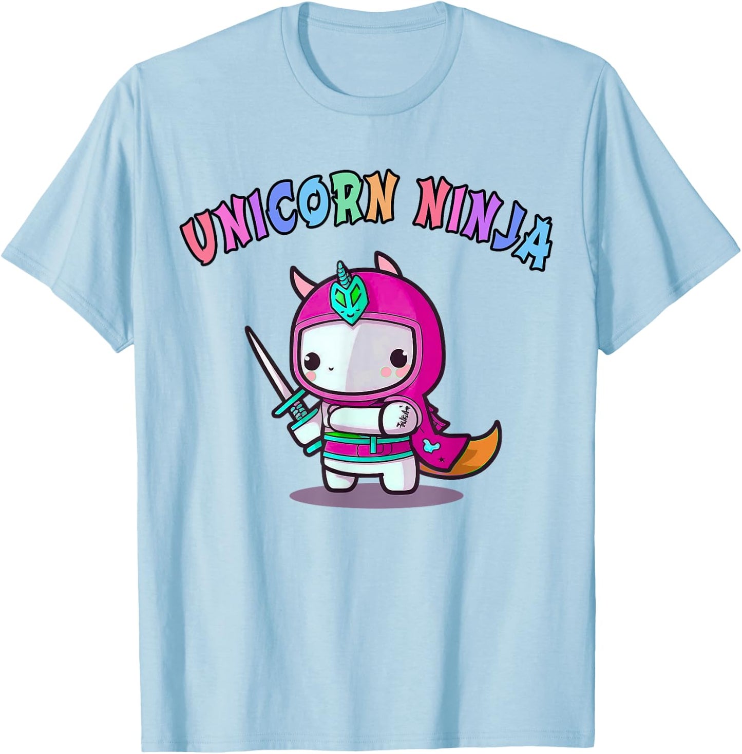 Funny UNICORN NINJA Girl Team Princess Birthday Crew Pink T-Shirt - T-Shirt | Light Blue
