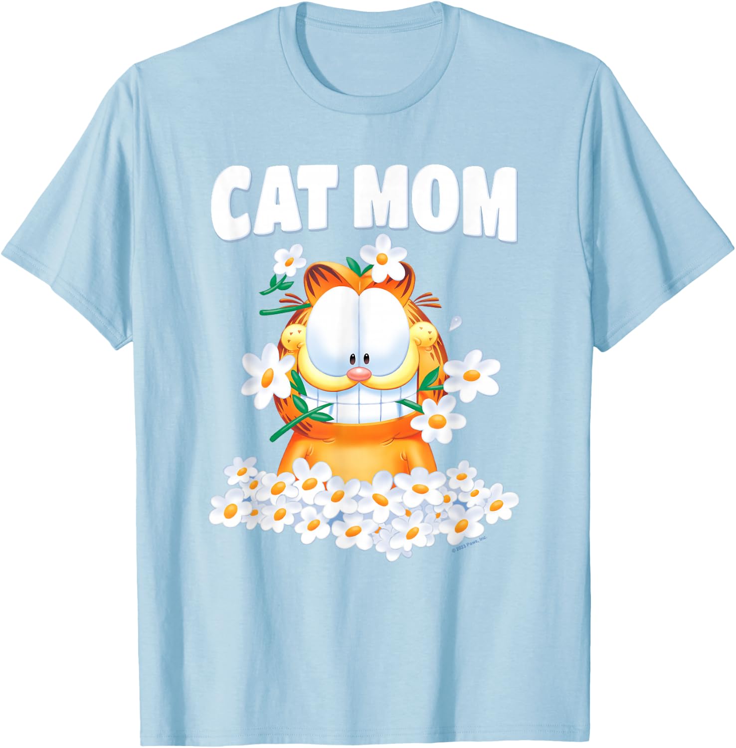 Garfield Cat Mom Flowers T-Shirt - T-Shirt | Light Blue