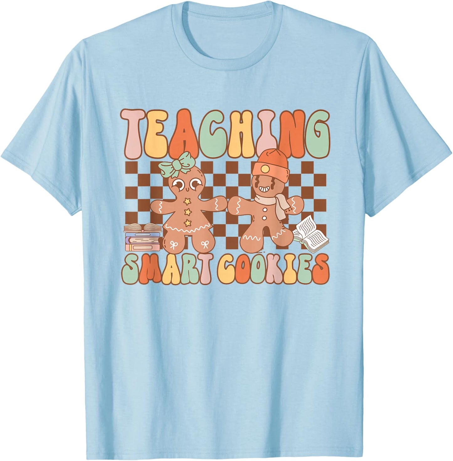 Retro Teaching Smart Cookies Teacher Christmas Gingerbread T-Shirt - T-Shirt | Light Blue