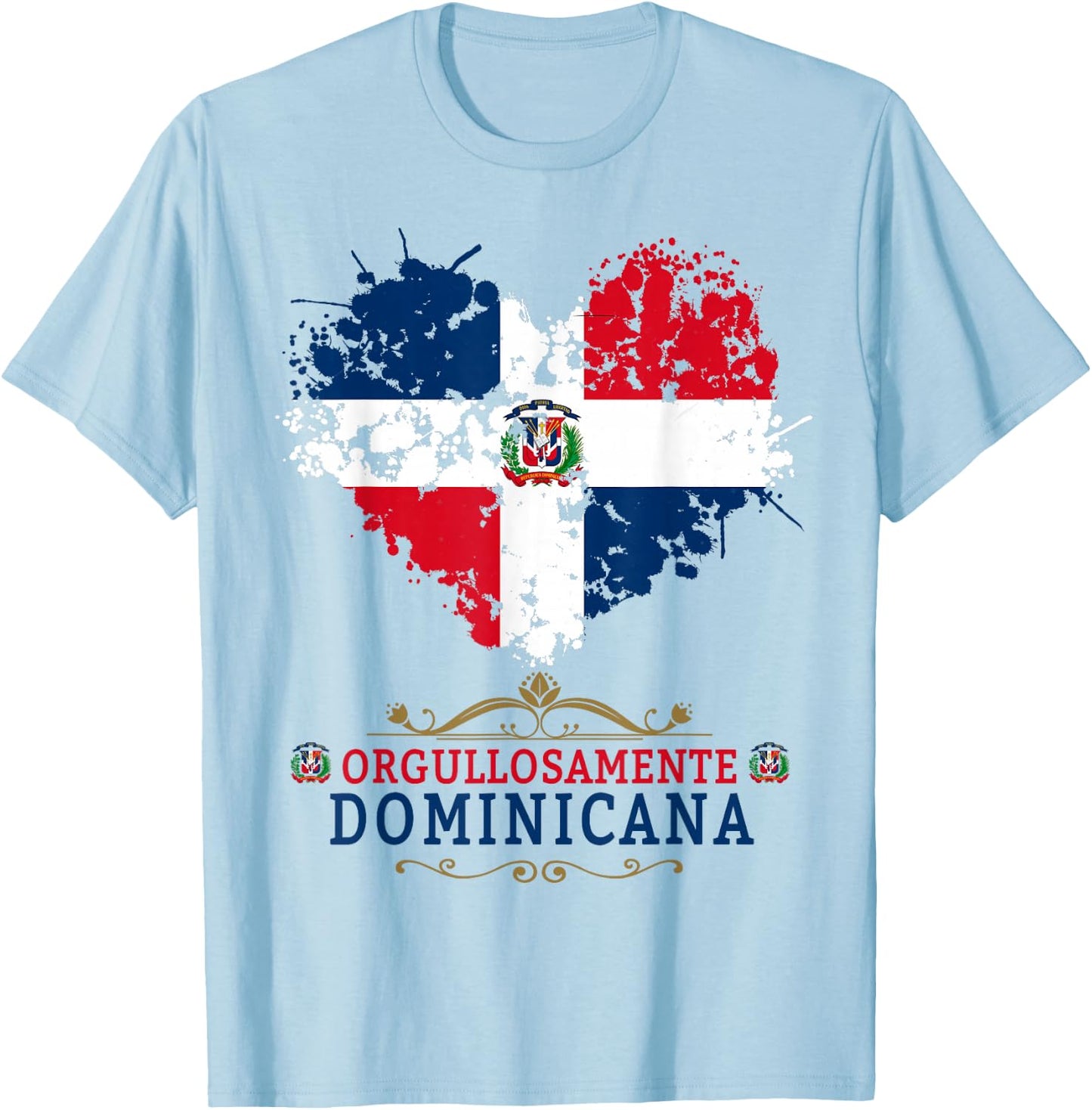 Coat of Arms Republica Dominicana & Dominican Flag Outfit T-Shirt - T-Shirt | Light Blue