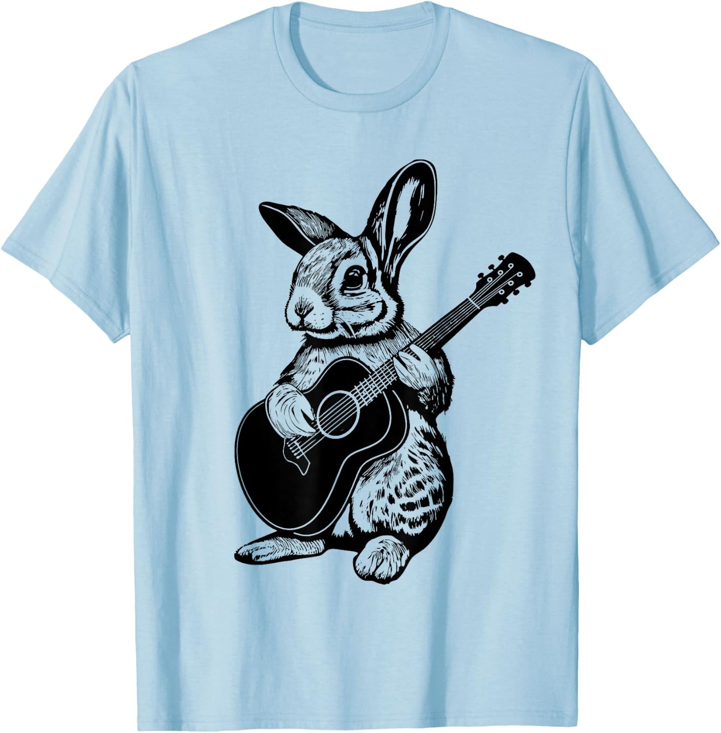 Bunny Playing Acoustic Guitar Easter Rabbit Women, Men, Kids T-Shirt - T-Shirt | Light Blue