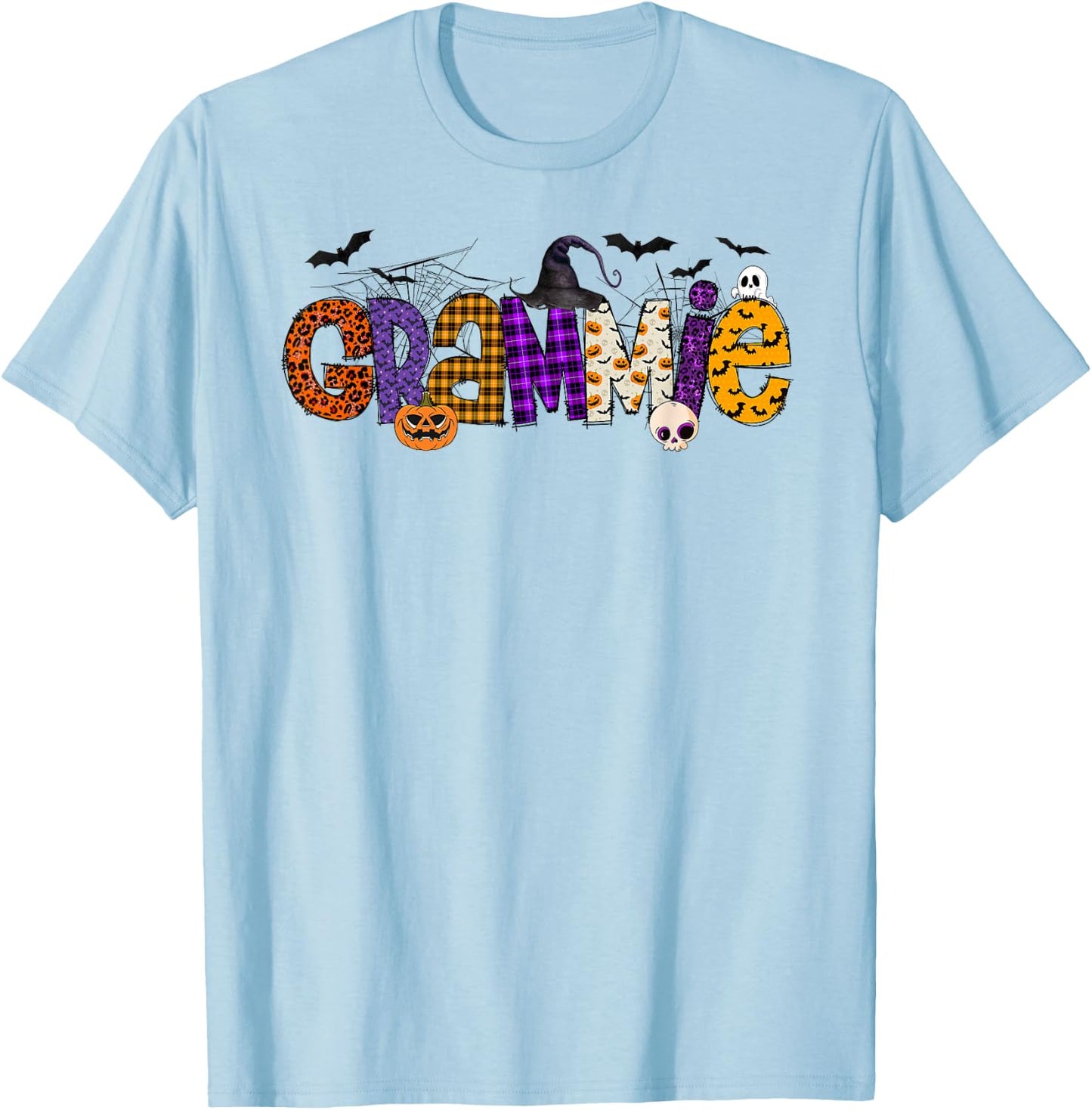 Grammie Witch Hat Pumpkin Ghost Funny Halloween Costume T-Shirt - T-Shirt | Light Blue