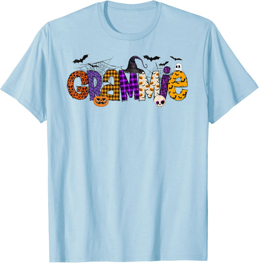 Grammie Witch Hat Pumpkin Ghost Funny Halloween Costume T-Shirt - T-Shirt | Light Blue