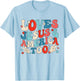 Loves Jesus and America Too Groovy 4th of July God Christian T-Shirt - T-Shirt | Light Blue