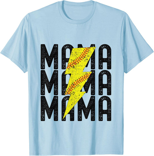 Softball Mama Lighting Softball Mothers Day T-Shirt - T-Shirt | Light Blue
