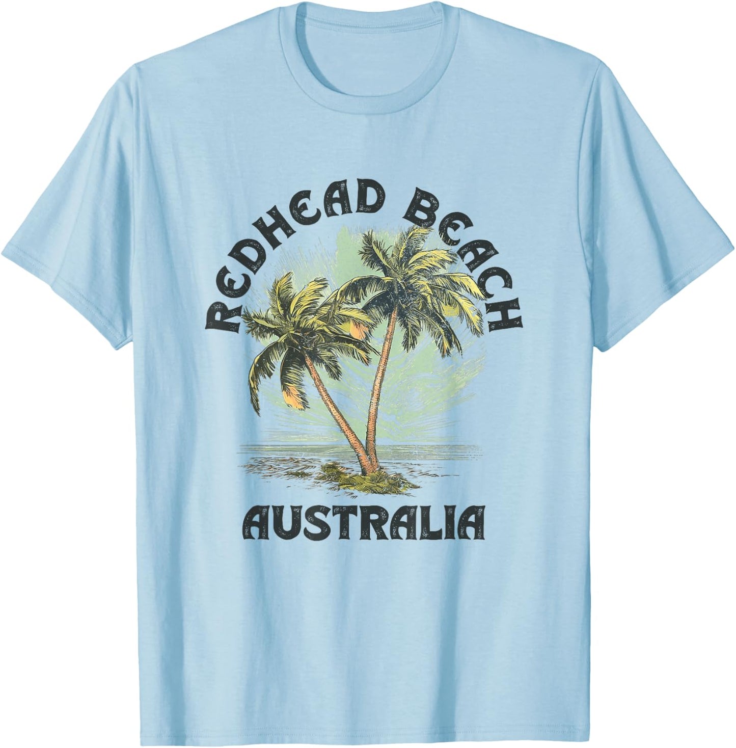 Redhead Beach Australia Palms Vintage Beach T-Shirt - T-Shirt | Light Blue