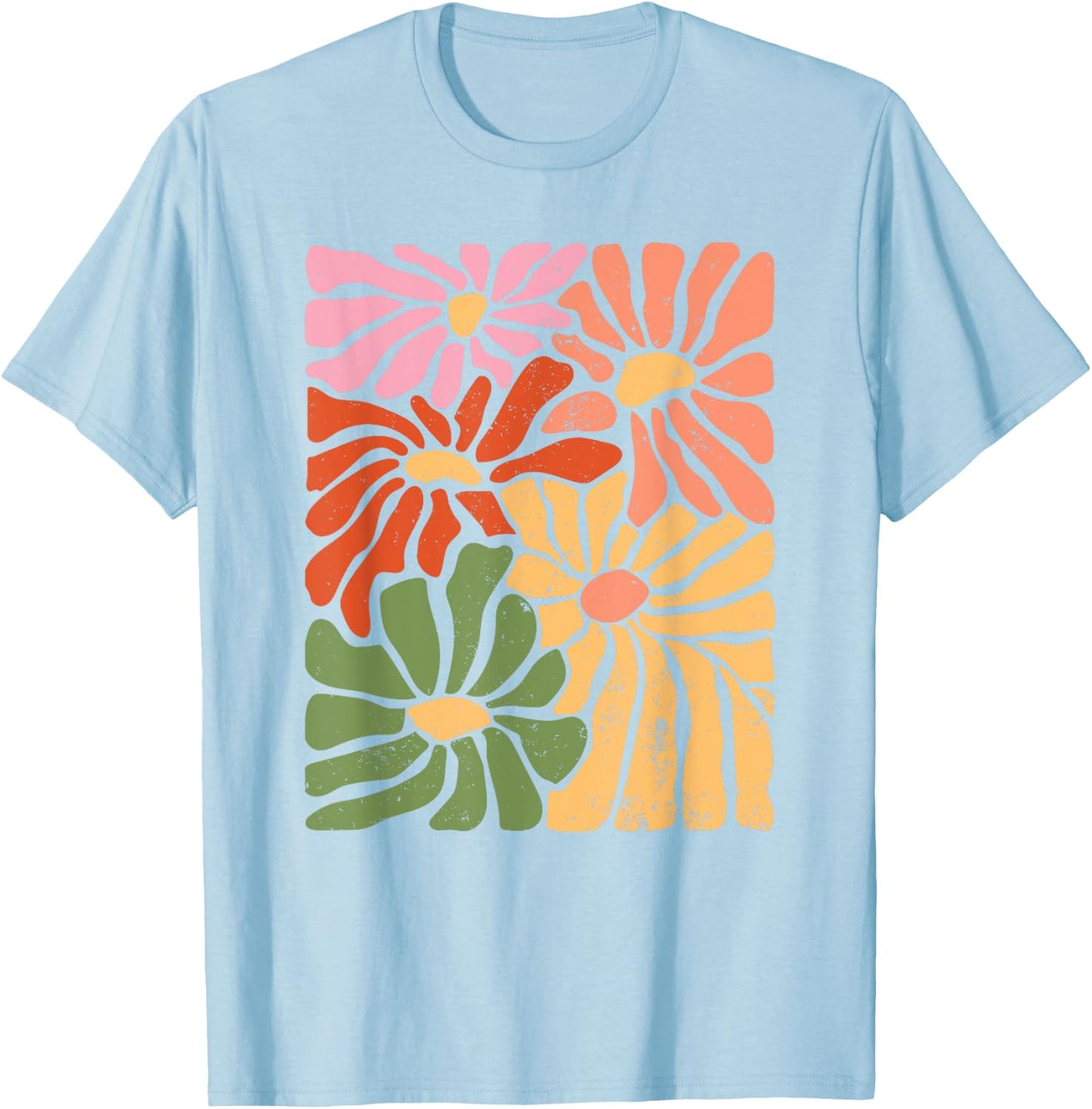 Boho Floral Wildflower Cute Daisy Flower Botanical T-Shirt - T-Shirt | Light Blue