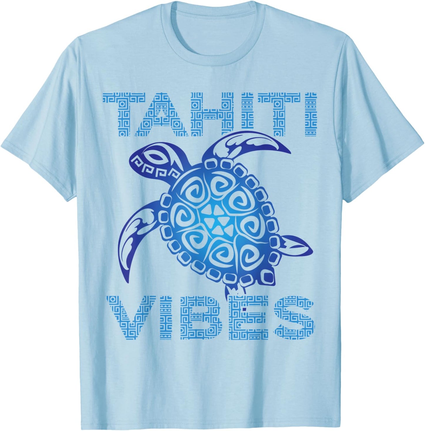 Polynesian Blue Tribal Sea Turtle Tahiti Vibes Vacation T-Shirt - T-Shirt | Light Blue