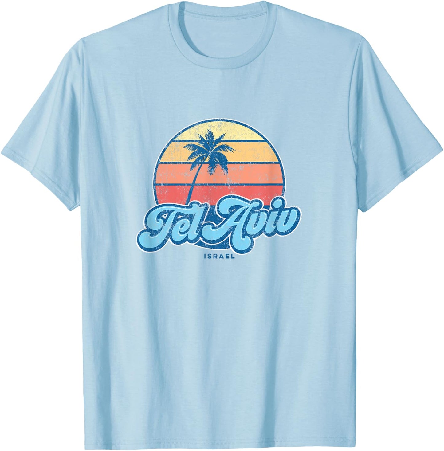Vintage Tel Aviv Israel Classic 70s Retro Surfer T-Shirt - T-Shirt | Light Blue