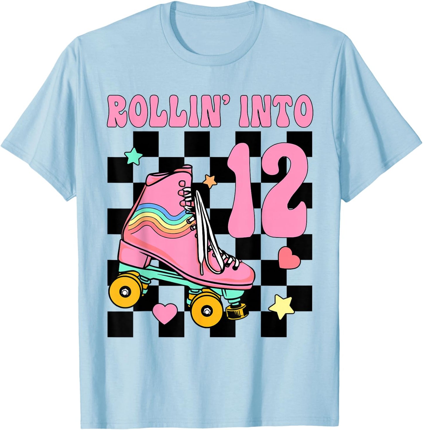 Rolling Into 12 Years Old Roller Skating Girl 12th Birthday T-Shirt - T-Shirt | Light Blue