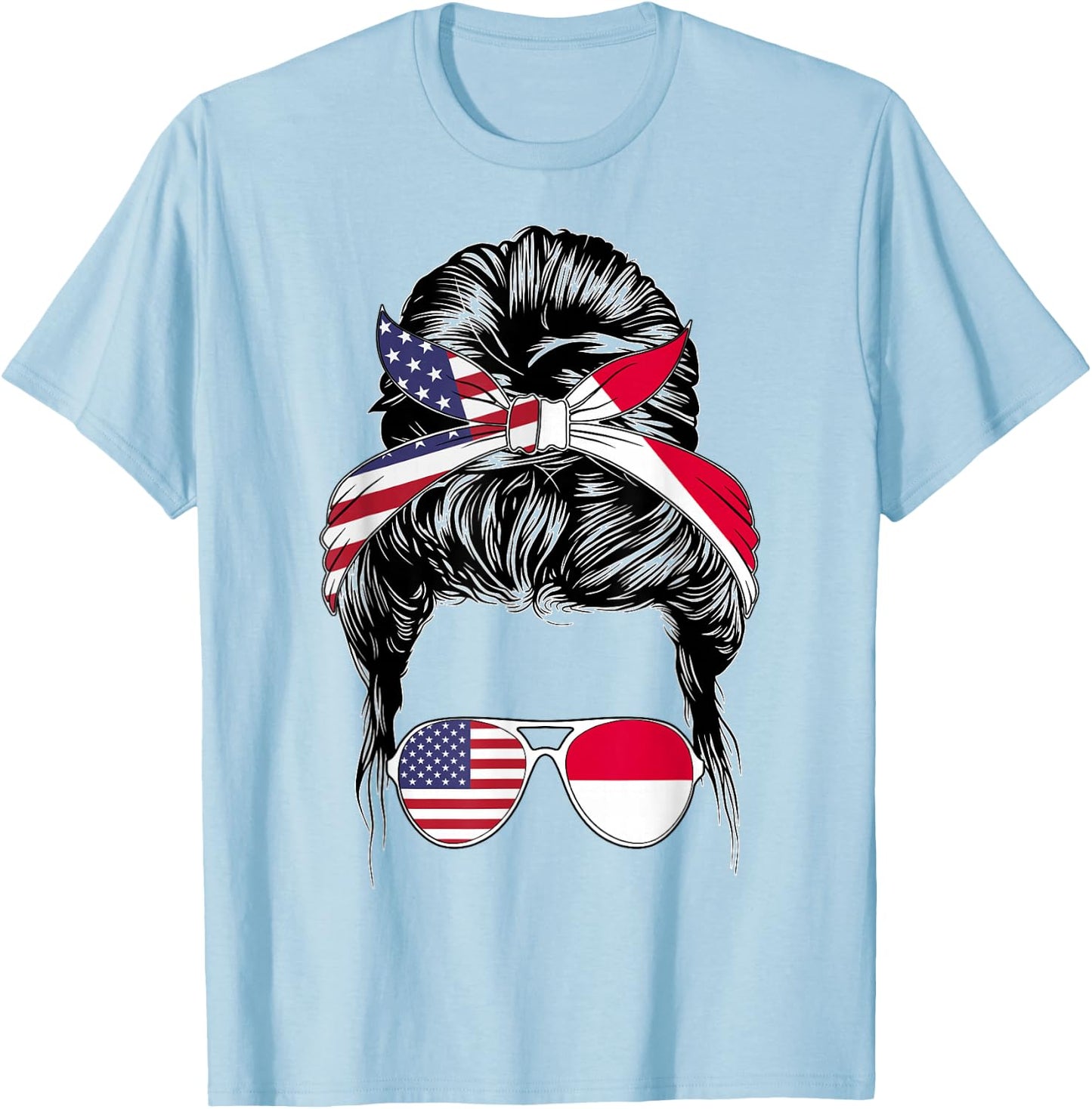 Heritage American Women Indonesian Girl Indonesia Flag T-Shirt - T-Shirt | Light Blue