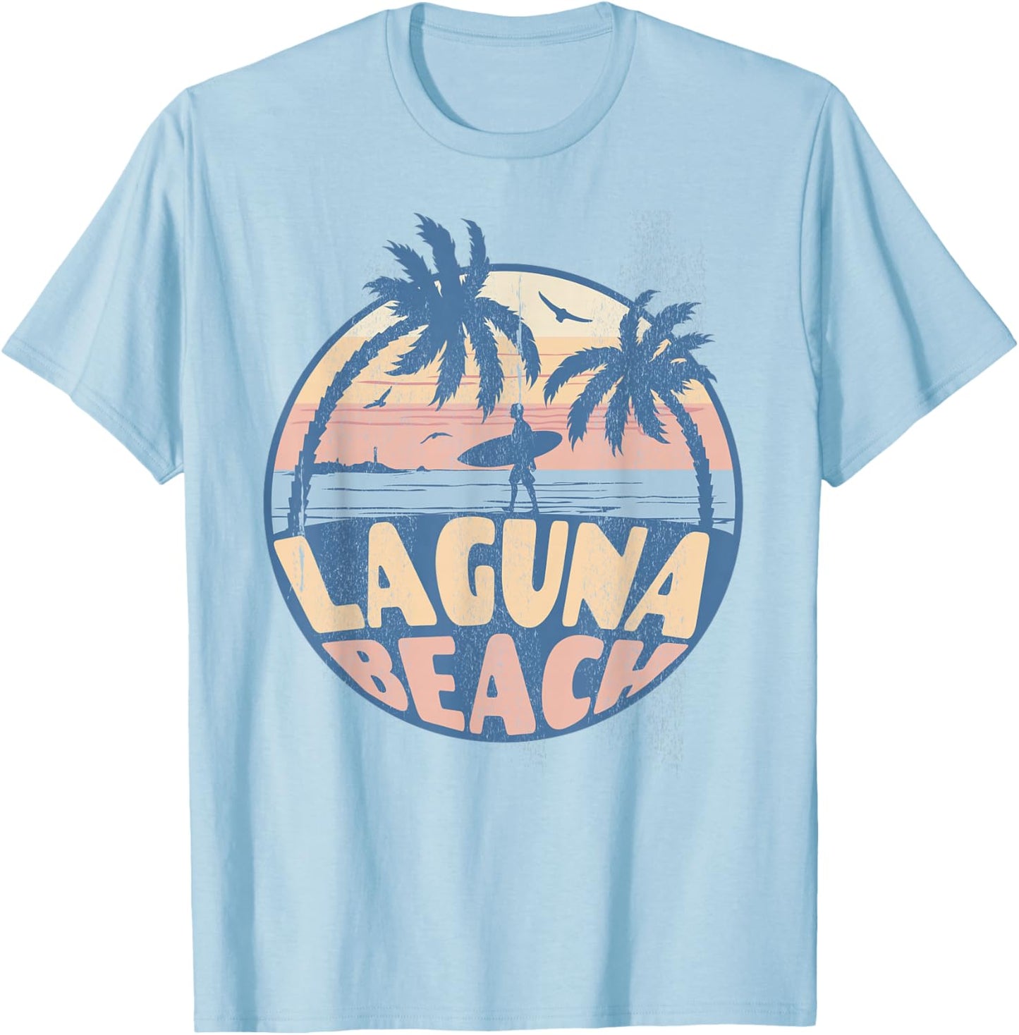 Laguna California Beach Surf Summer Vacation Vintage T-Shirt - T-Shirt | Light Blue
