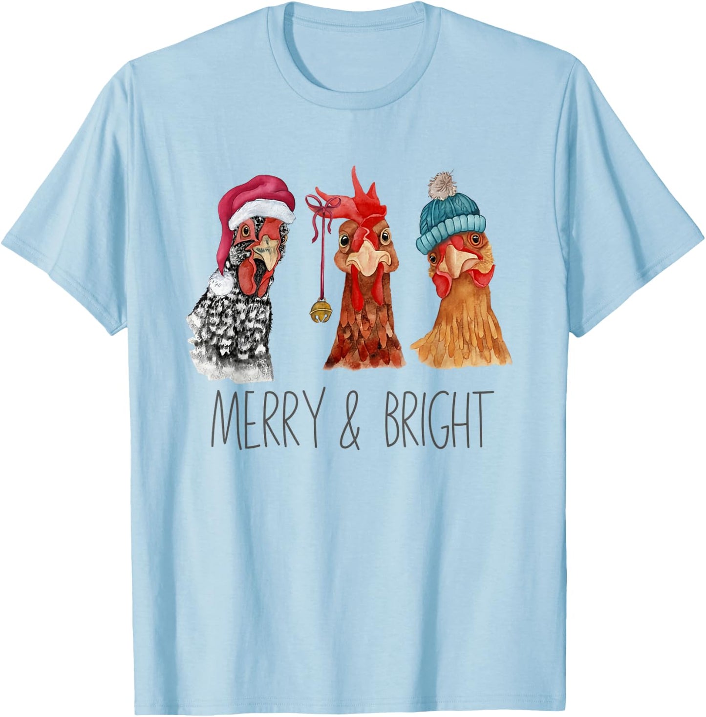 Cute Chickens Christmas Christmas Farm Animal Funny Holiday T-Shirt - T-Shirt | Light Blue