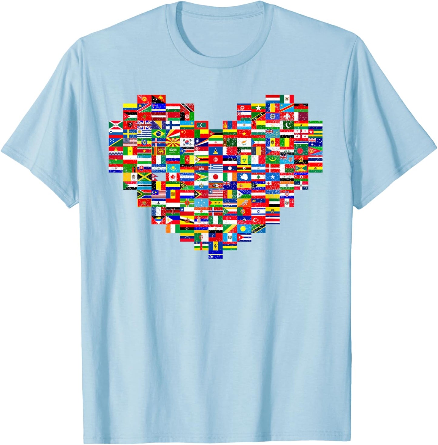 Hearts World Flags Heart Flags of the Countries T-Shirt - T-Shirt | Light Blue