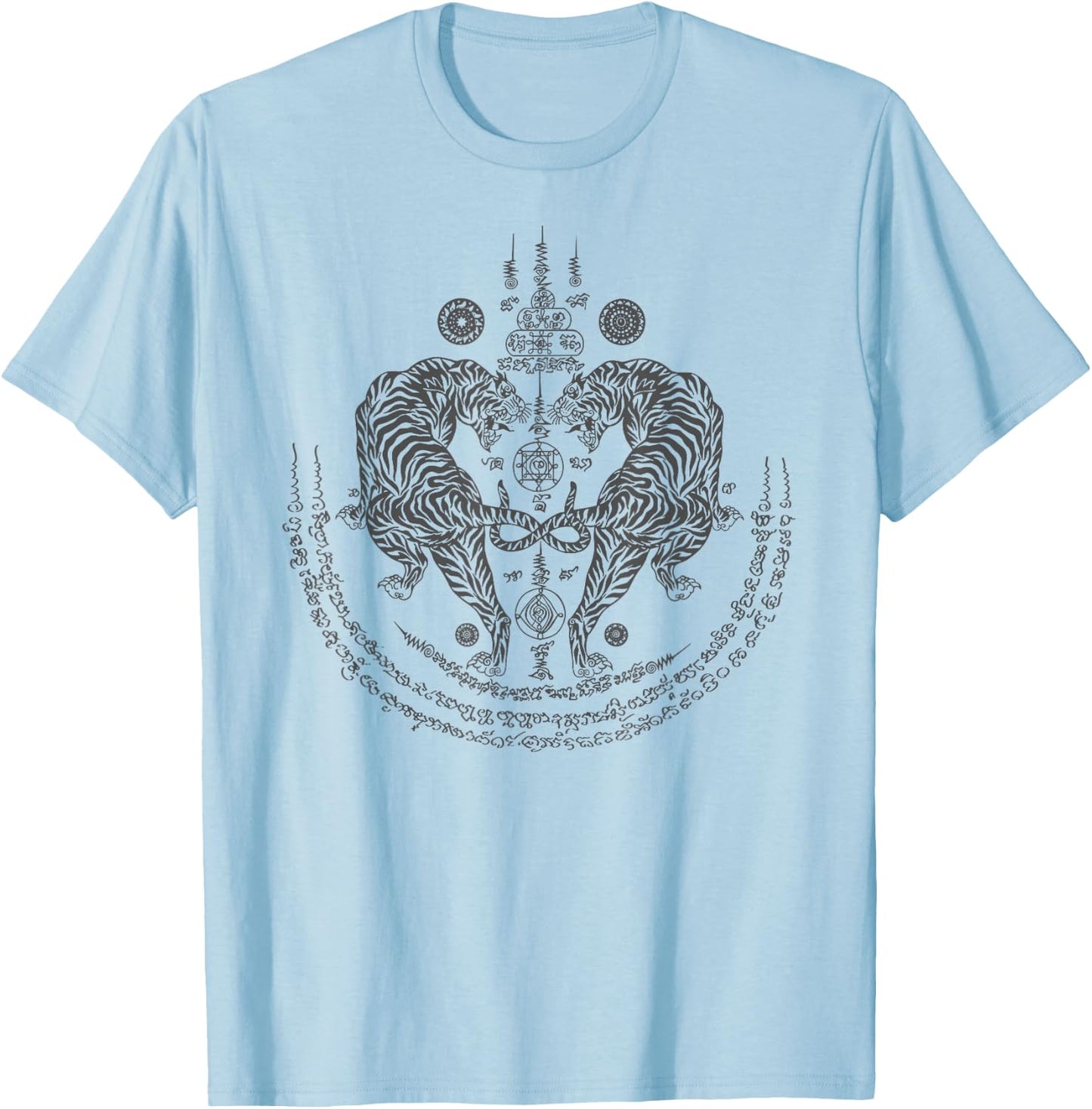Thai Tattoo Twin Tiger Sak Yant Muay Thai Thailand Graphic T-Shirt - T-Shirt | Light Blue