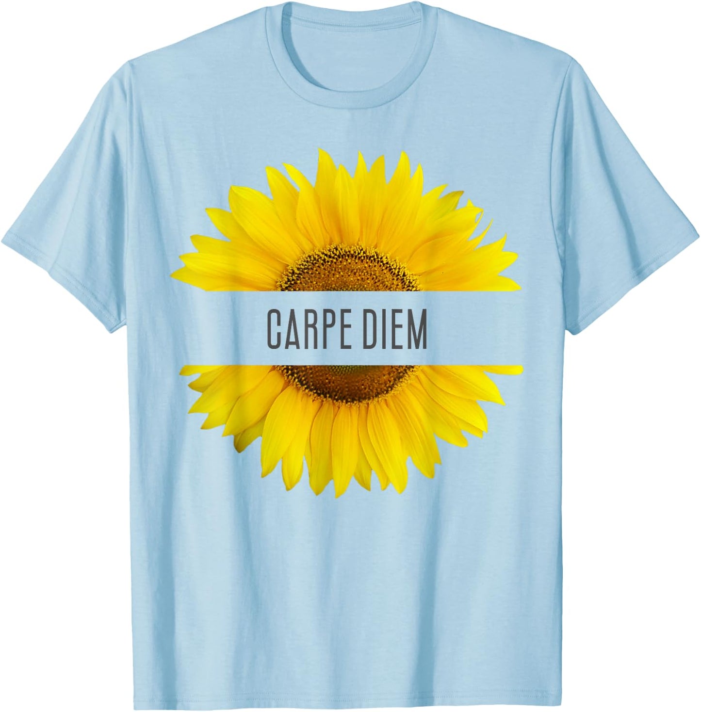 Sunflower with Sayings Carpe Diem T-Shirt - T-Shirt | Light Blue