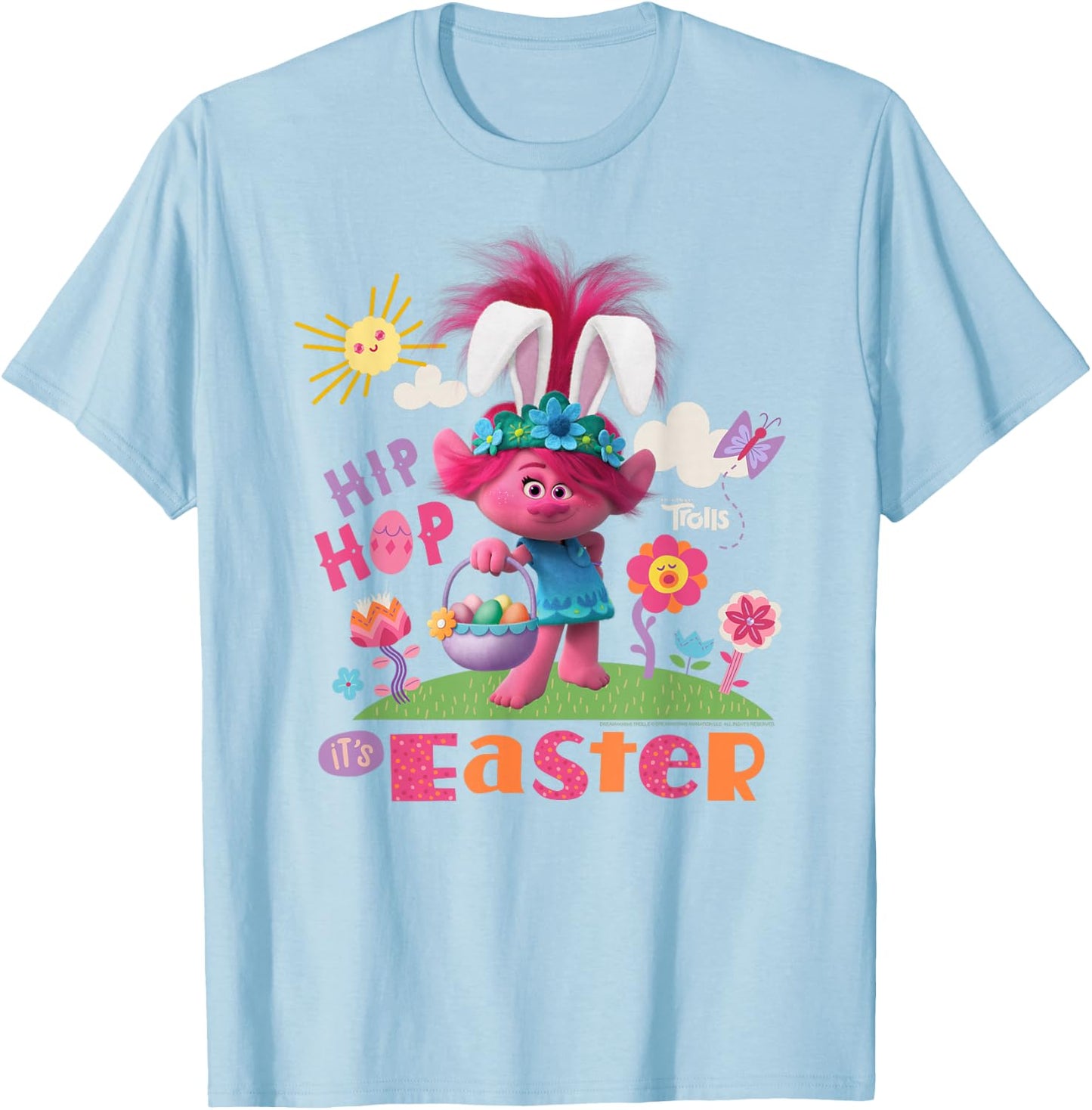 DREAMWORKS TROLLS Poppy Hip Hop Easter Kids T-Shirt - T-Shirt | Light Blue