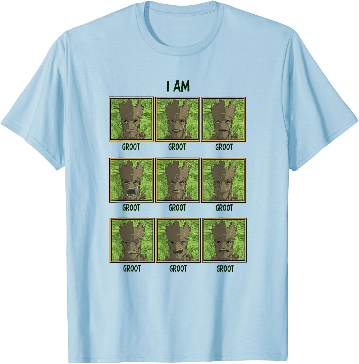 Marvel Guardians Of The Galaxy Groot Expressions Grid T-Shirt - T-Shirt | Light Blue