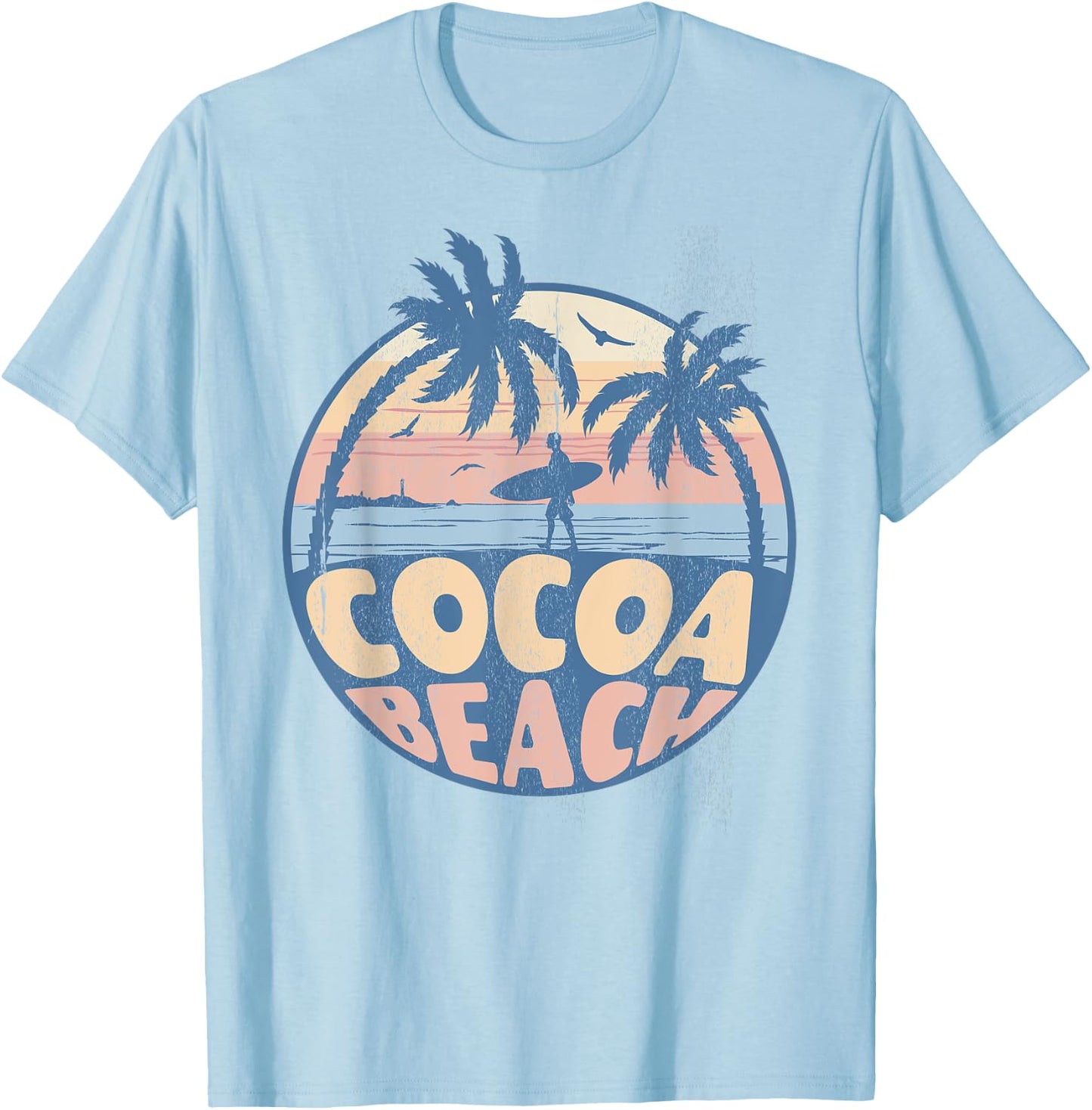 Cocoa Florida Beach Surf Summer Vacation Vintage T-Shirt - T-Shirt | Light Blue