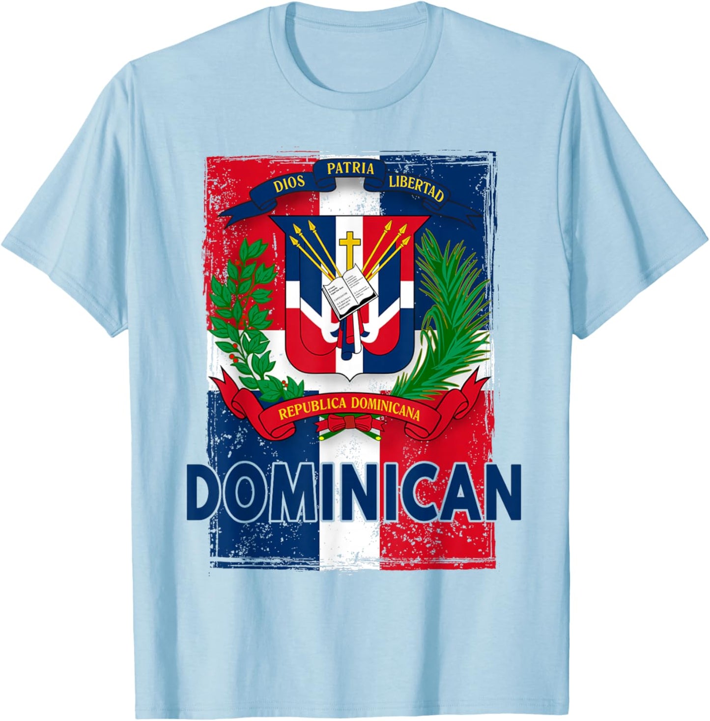 Coat of Arms Republica Dominicana & Dominican Flag Outfit T-Shirt - T-Shirt | Light Blue