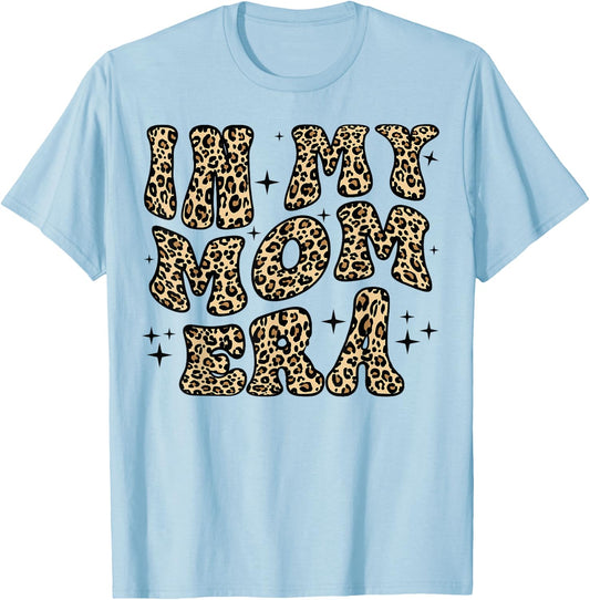 In My Mom Era Leopard Groovy Women Girls Mom Life T-Shirt - T-Shirt | Light Blue
