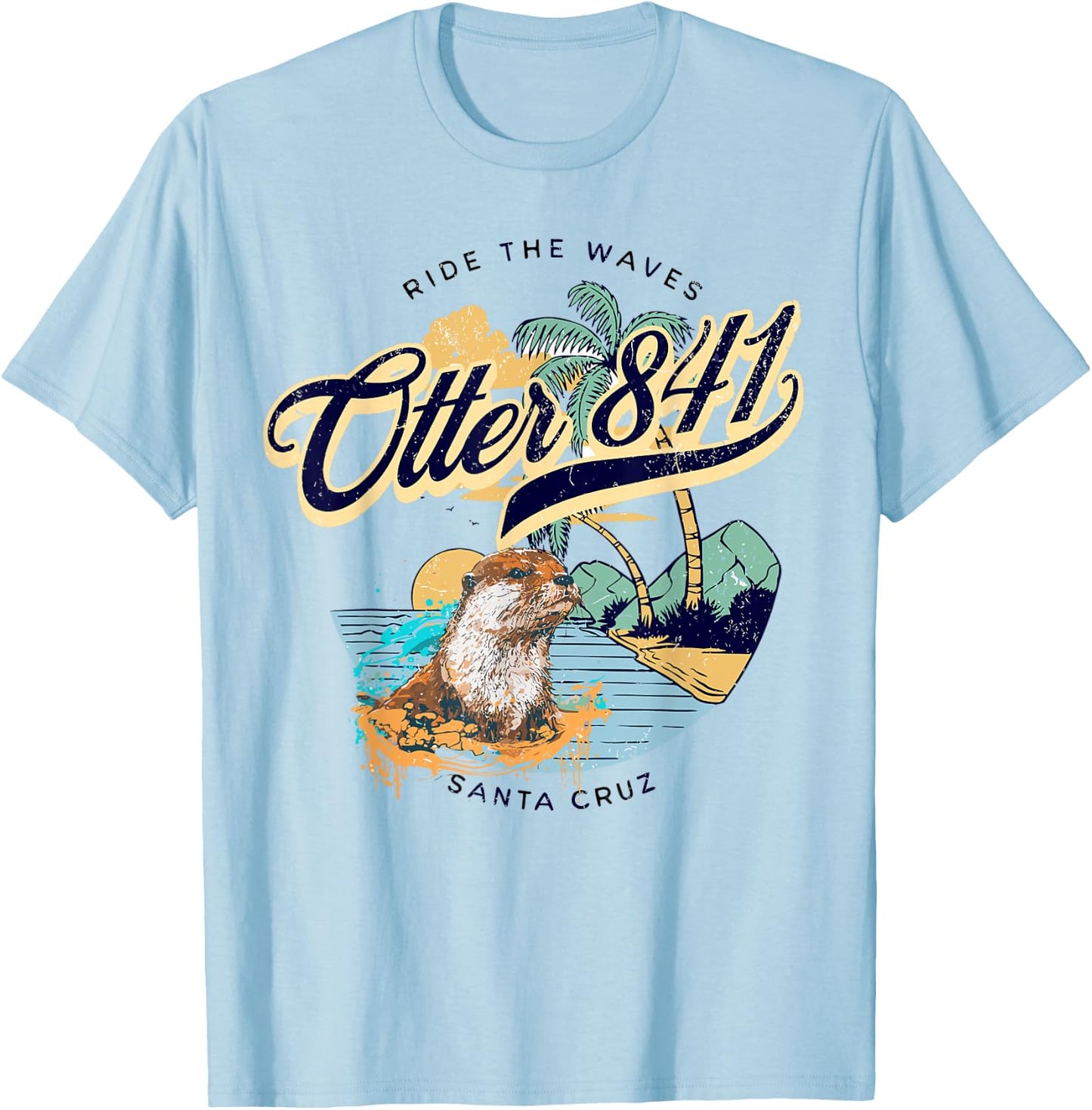 Otter 841 Surfing Otter 841 California Surf Board Otter 841 T-Shirt - T-Shirt | Light Blue