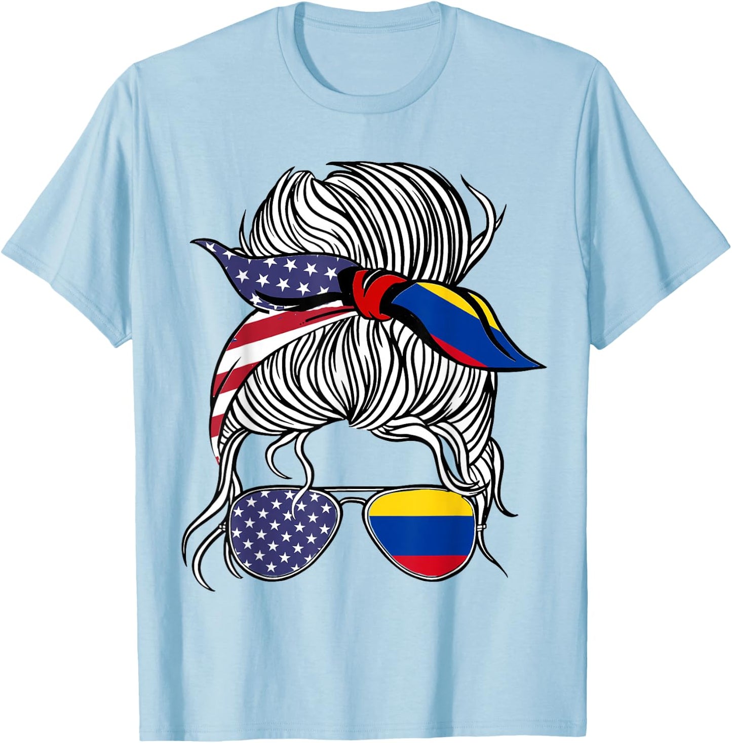 American Colombian Patriot Flag Women Girl Colombia Grown T-Shirt - T-Shirt | Light Blue