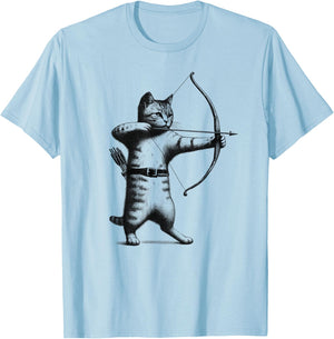 Vintage Archery Cat Kitten Lover Archery T-Shirt - T-Shirt | Light Blue