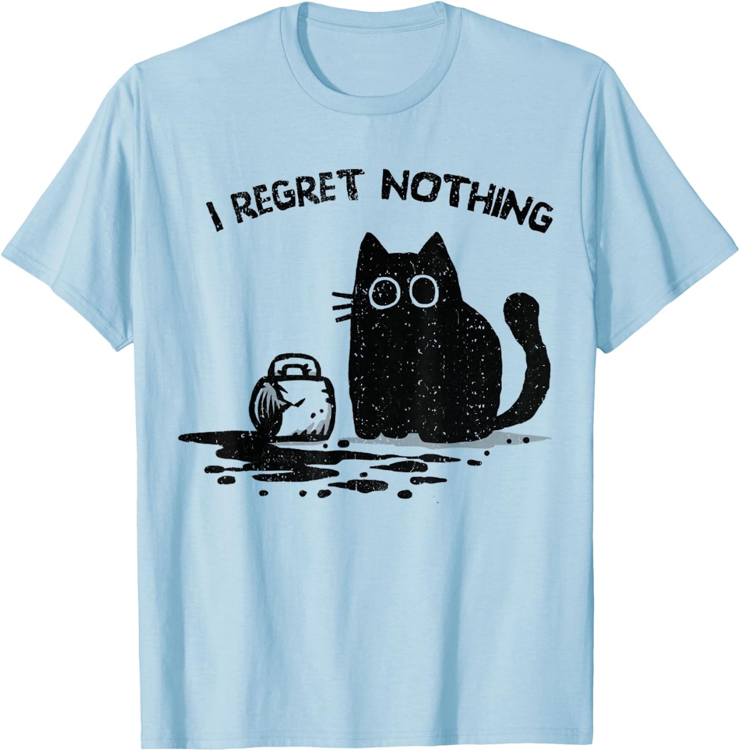 Vintage I Regret Nothing Cat T-Shirt - T-Shirt | Light Blue
