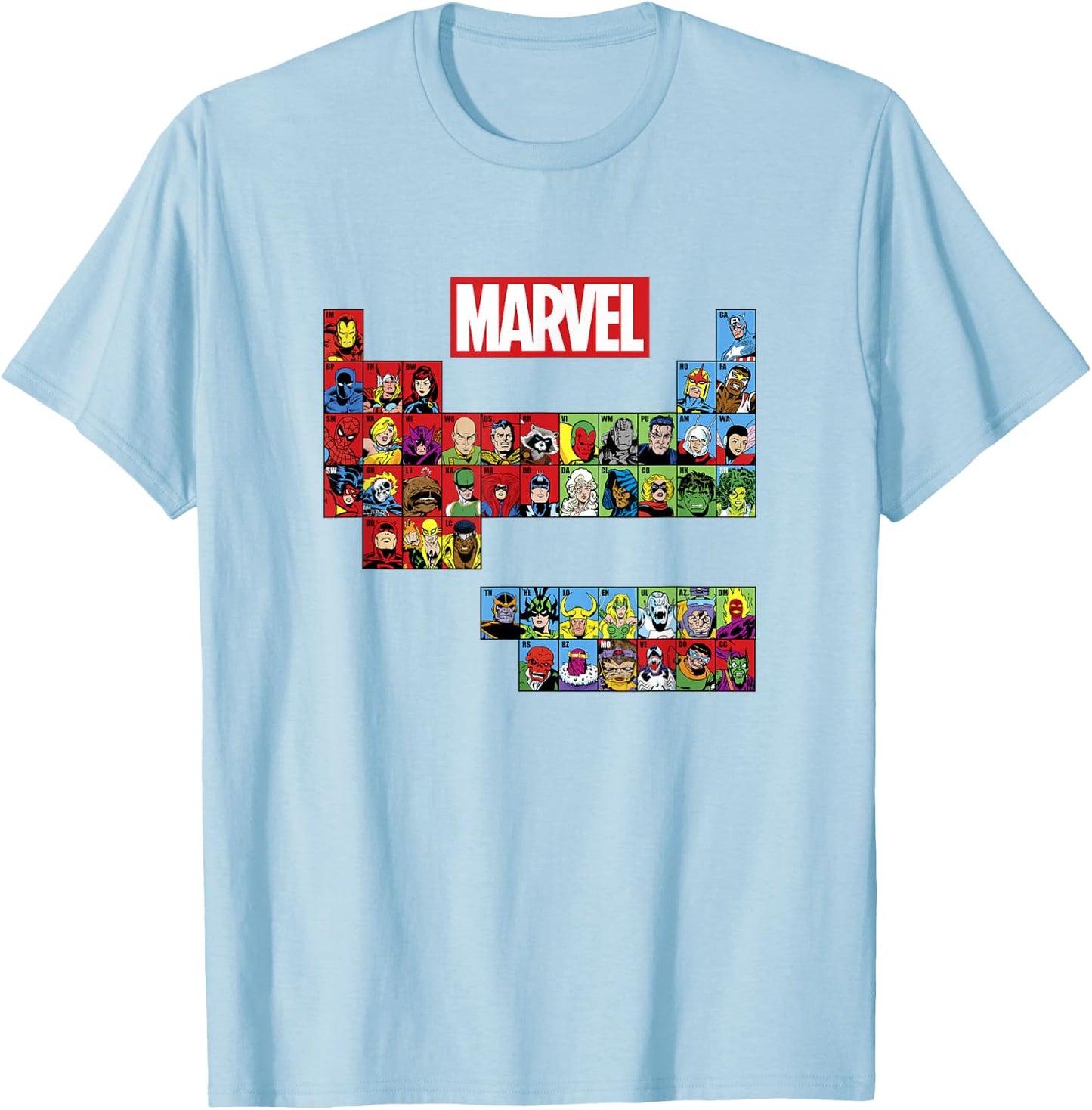 Marvel Comics Retro Classic Periodic Table Of Marvel T-Shirt - T-Shirt | Light Blue