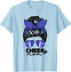 Cute Cheer Mom Cheerleader Mom Blue Messy Bun Mom T-Shirt - T-Shirt | Light Blue
