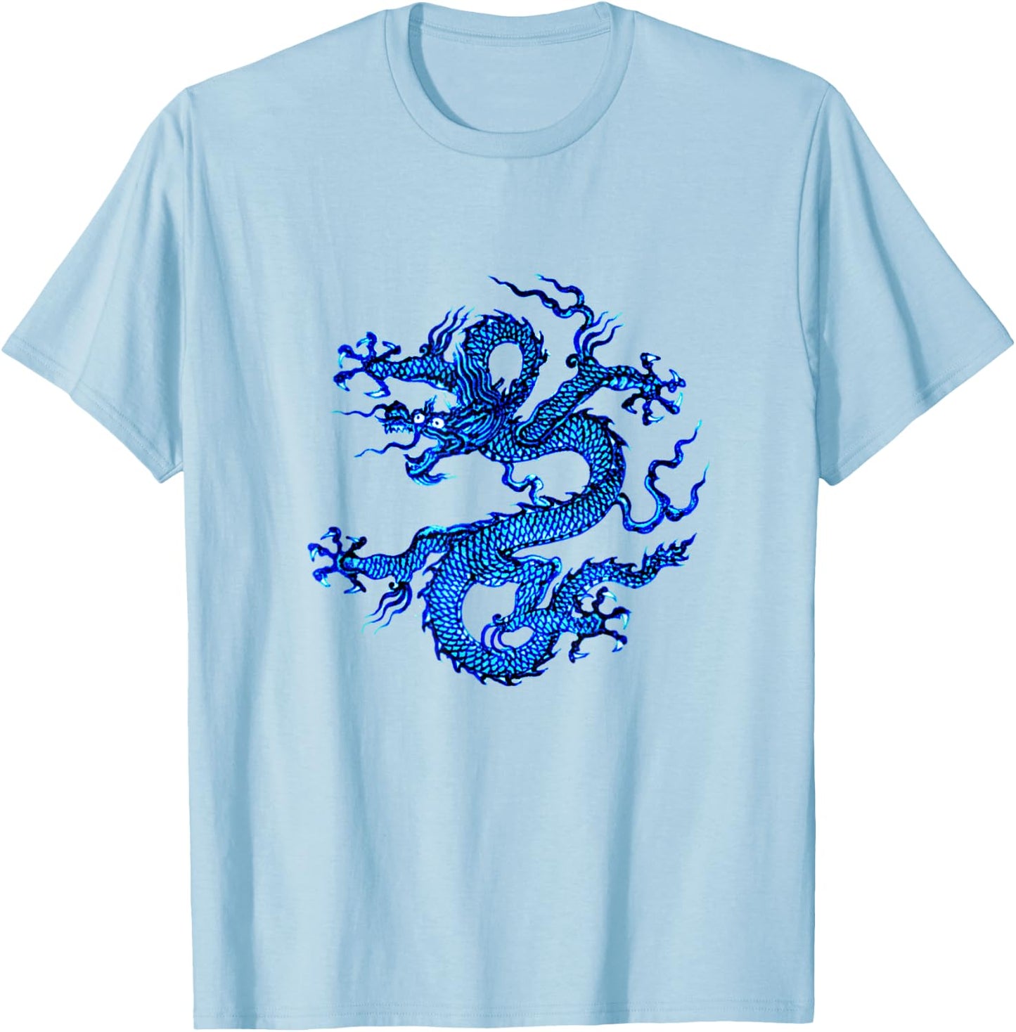 Chinese Dragon, Cobalt and Indigo Blue T-Shirt - T-Shirt | Light Blue