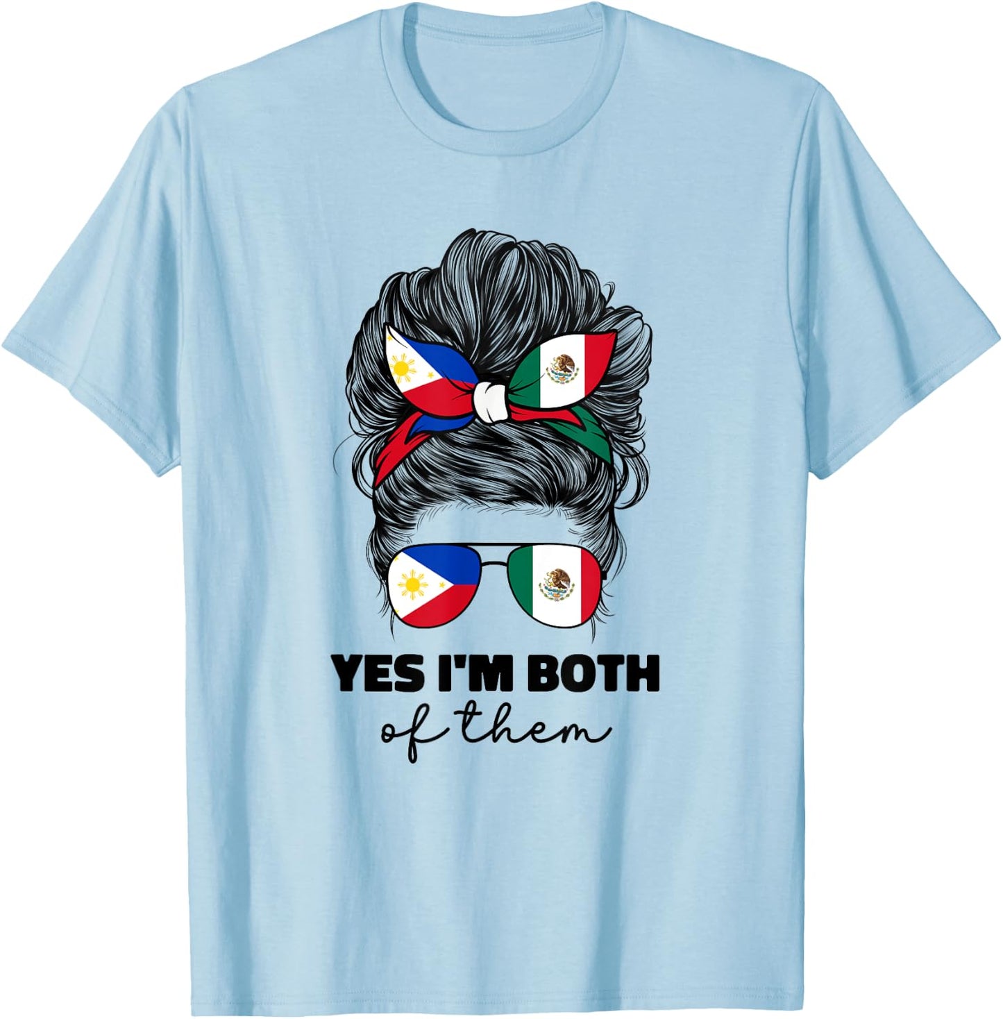 Half Mexican And Filipino Mexico Philippines Filipina Flag T-Shirt - T-Shirt | Light Blue