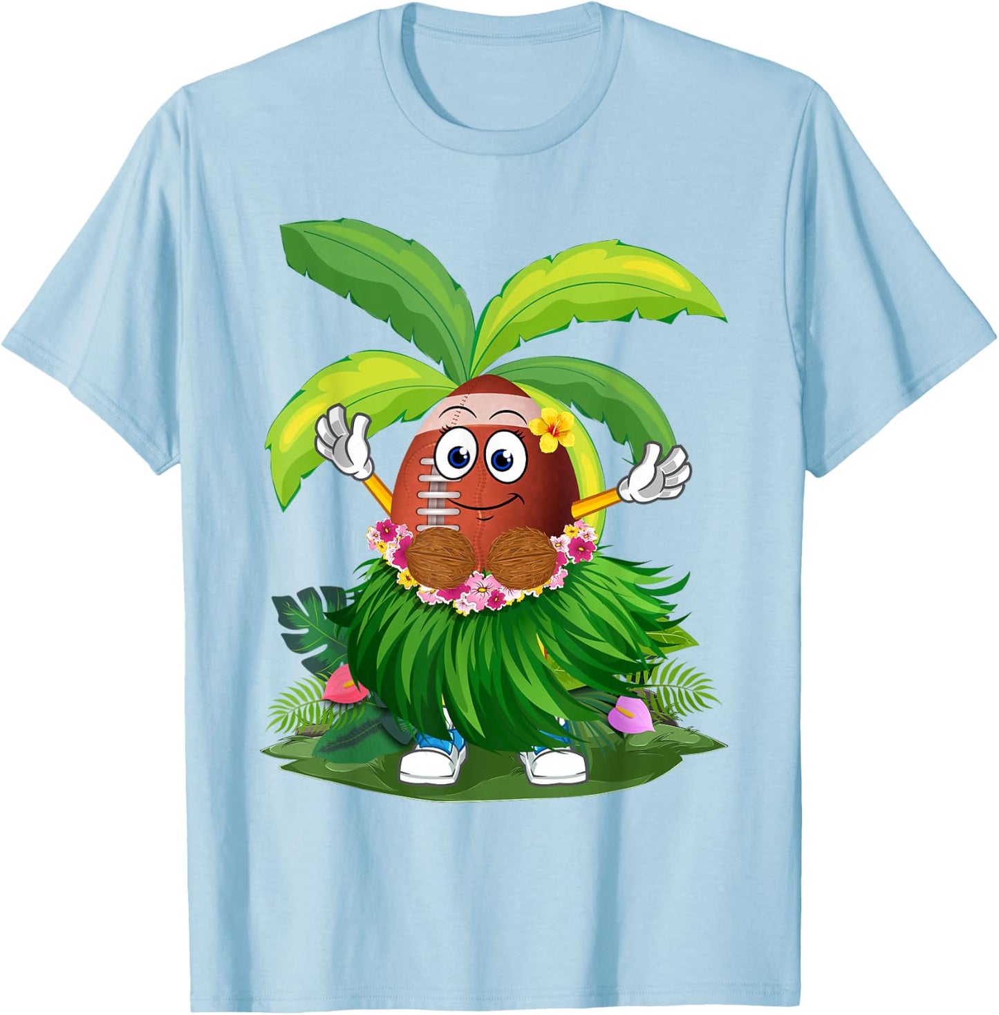 Funny Hawaii Football Ball Hawaiian Tropical Summer Vacation T-Shirt - T-Shirt | Light Blue
