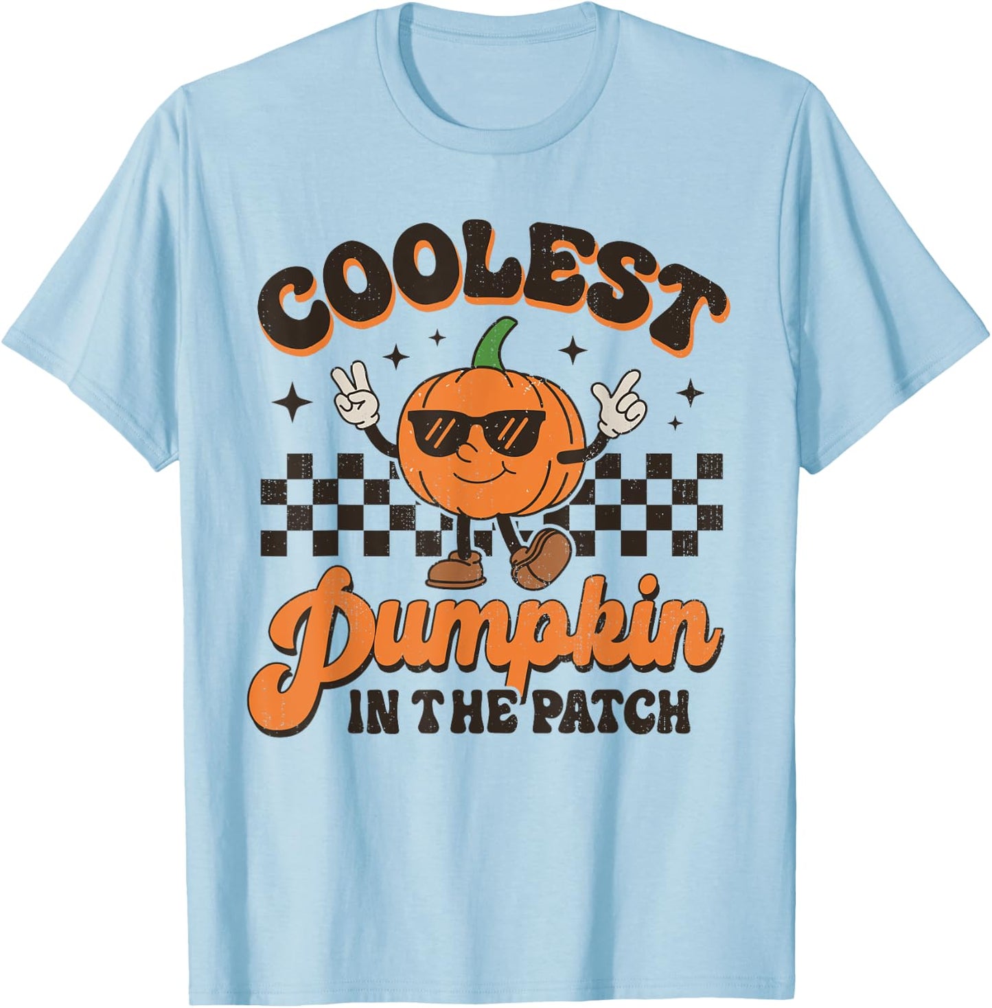 Groovy Coolest Pumpkin In The Patch Halloween For Boys Kids T-Shirt - T-Shirt | Light Blue