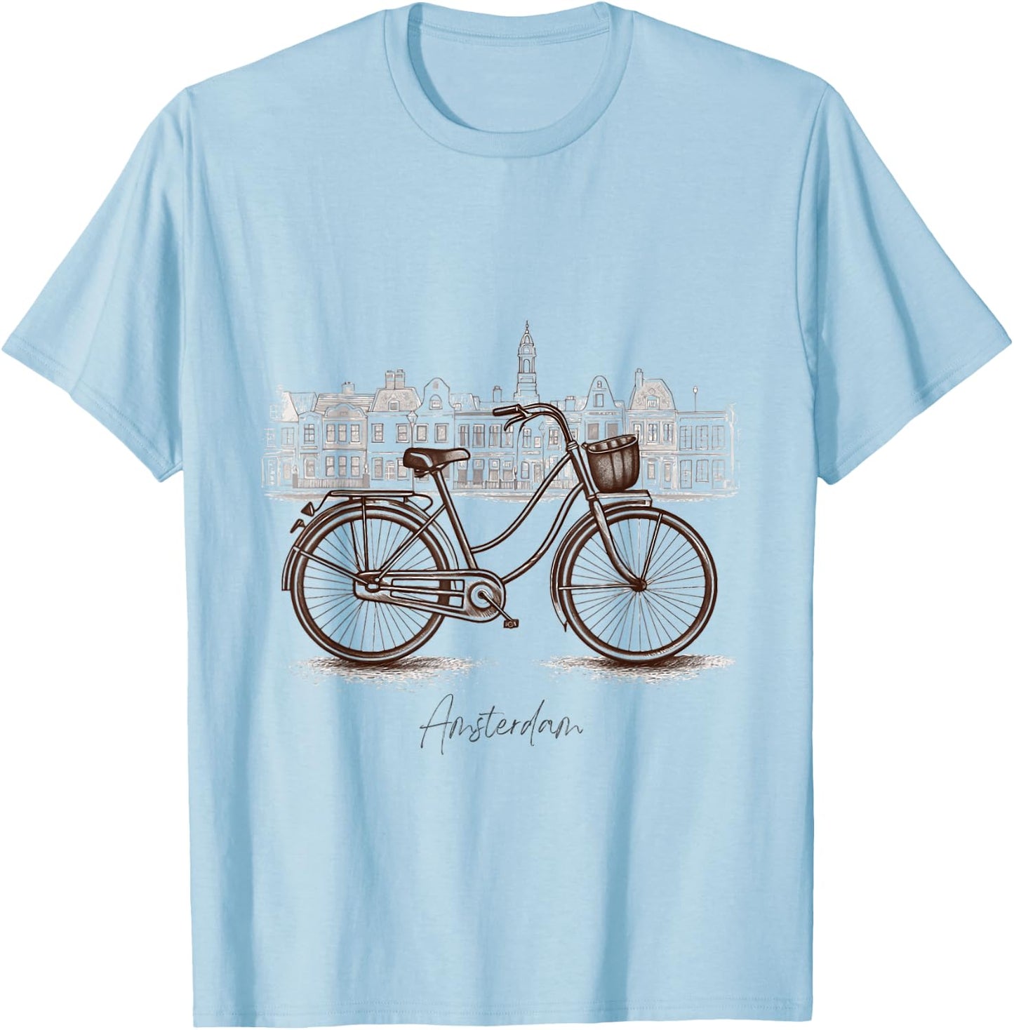 Amsterdam City Bike: Red Light District Bicycle Club T-Shirt - T-Shirt | Light Blue