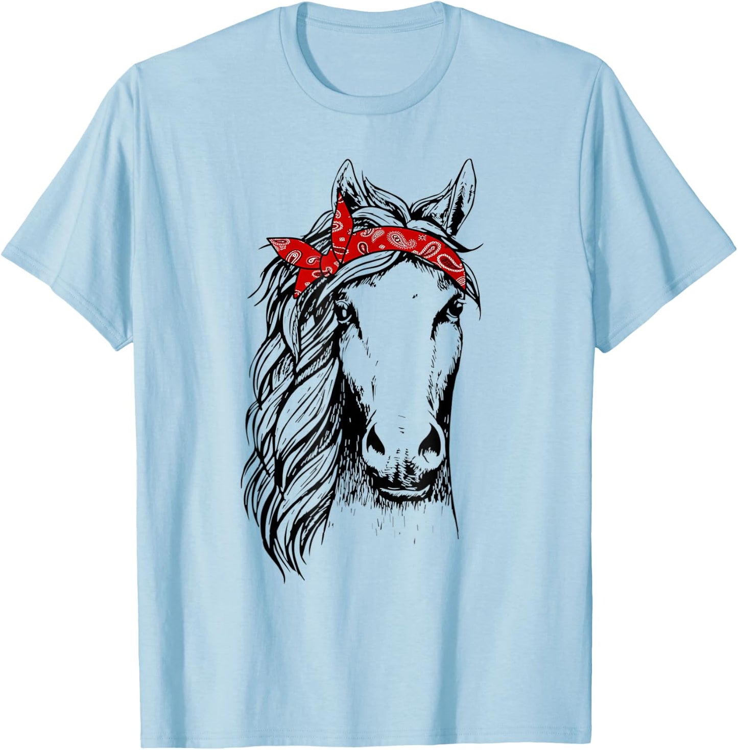 Horse Bandana for Horseback Riding Horse Lover T-Shirt - T-Shirt | Light Blue