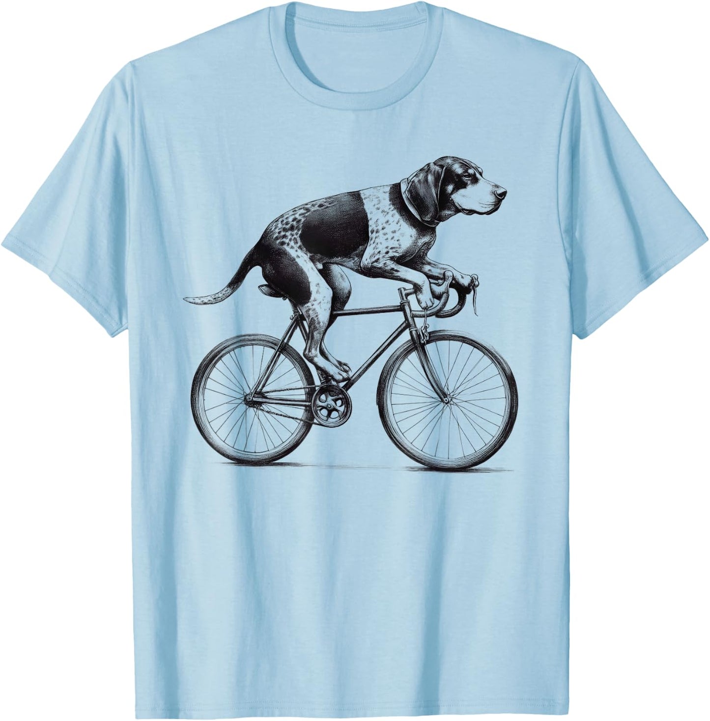 Bluetick Coonhound Dog Riding a Bike Bicycle Biker Cycling Men Women Kids T-Shirt - T-Shirt | Light Blue