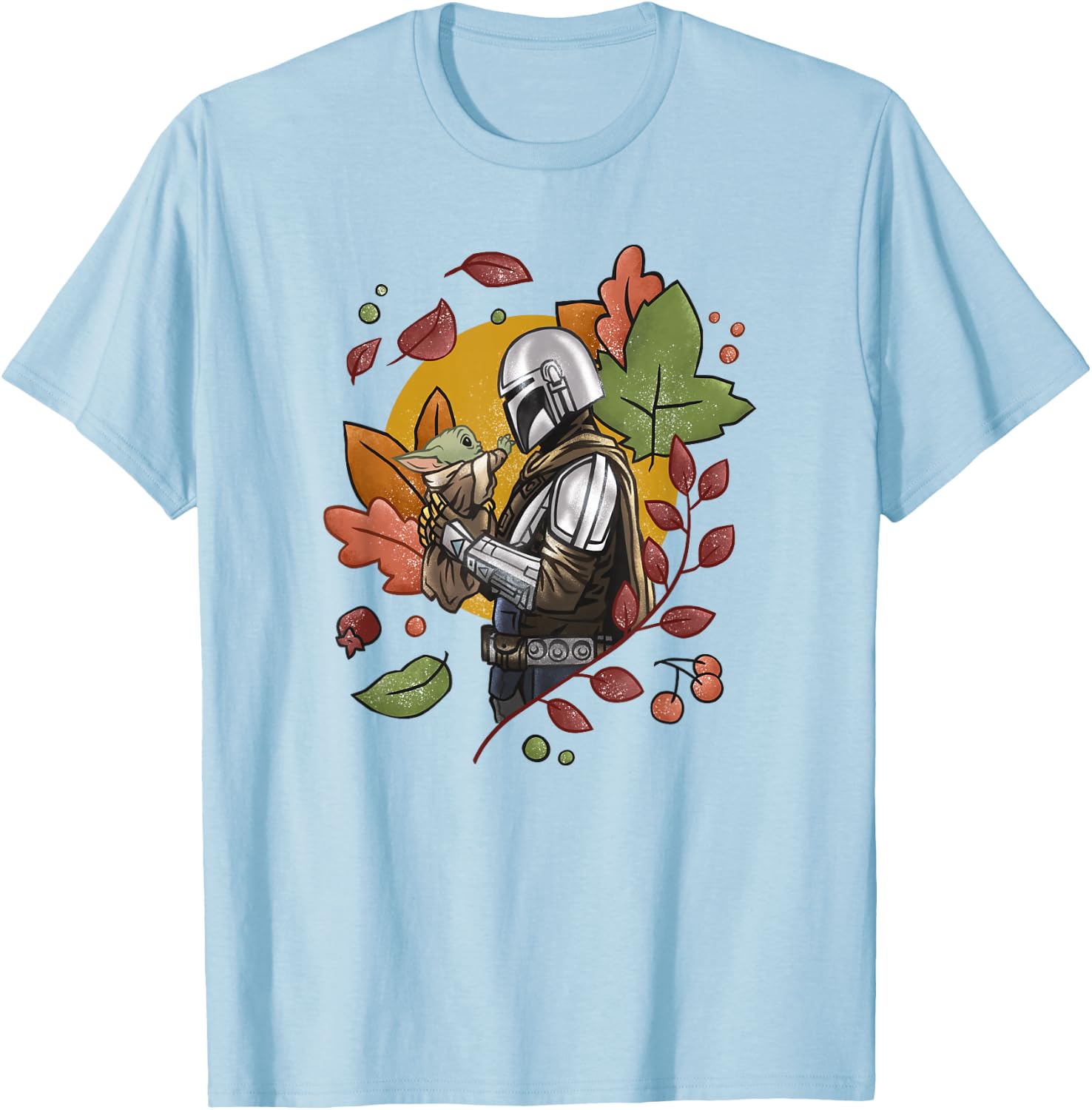 Star Wars: The Mandalorian Halloween Fall Foliage T-Shirt - T-Shirt | Light Blue