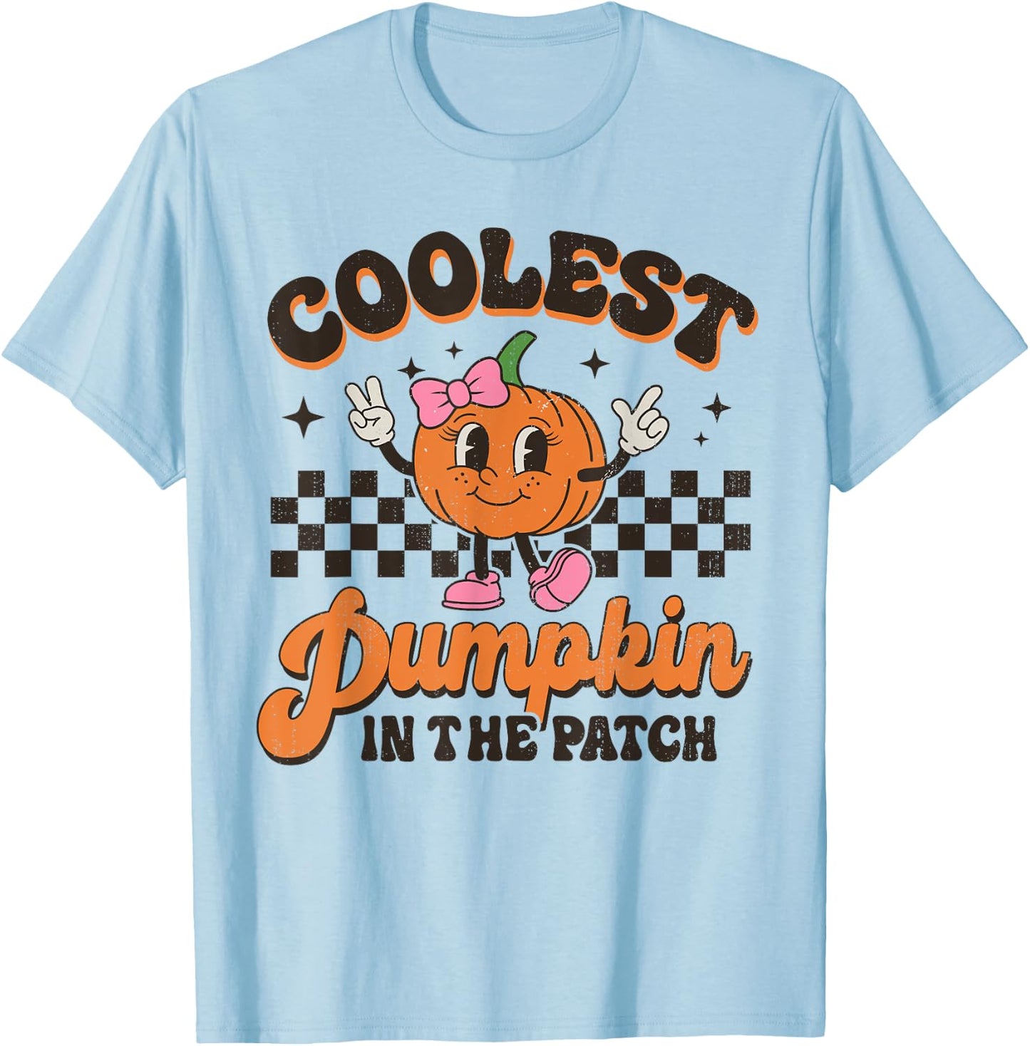 Groovy Coolest Pumpkin In The Patch Halloween For Girls Kids T-Shirt - T-Shirt | Light Blue