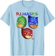 PJ Masks Group Shot Power Heroes Faces Logo T-Shirt - T-Shirt | Light Blue