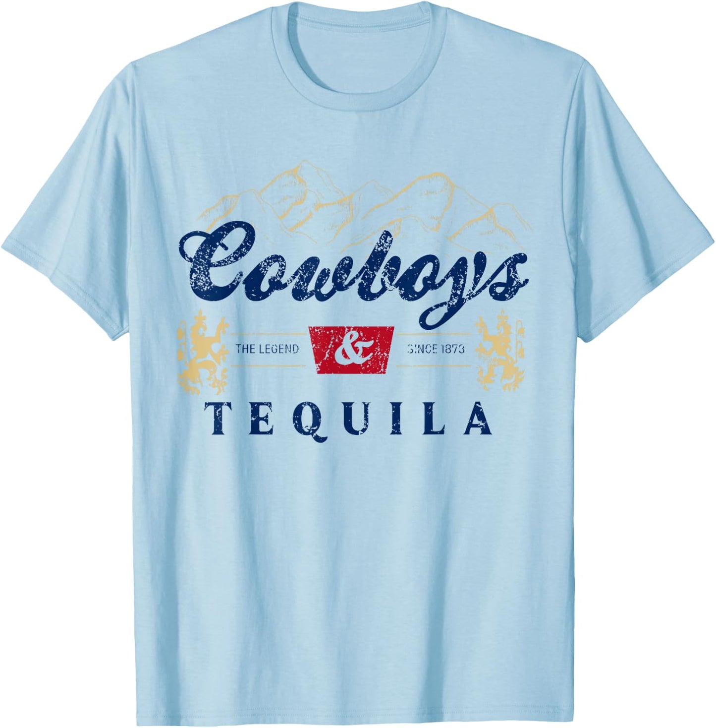 Vintage Cowboys And Tequila Western Funny Tequila Drinking T-Shirt - T-Shirt | Light Blue