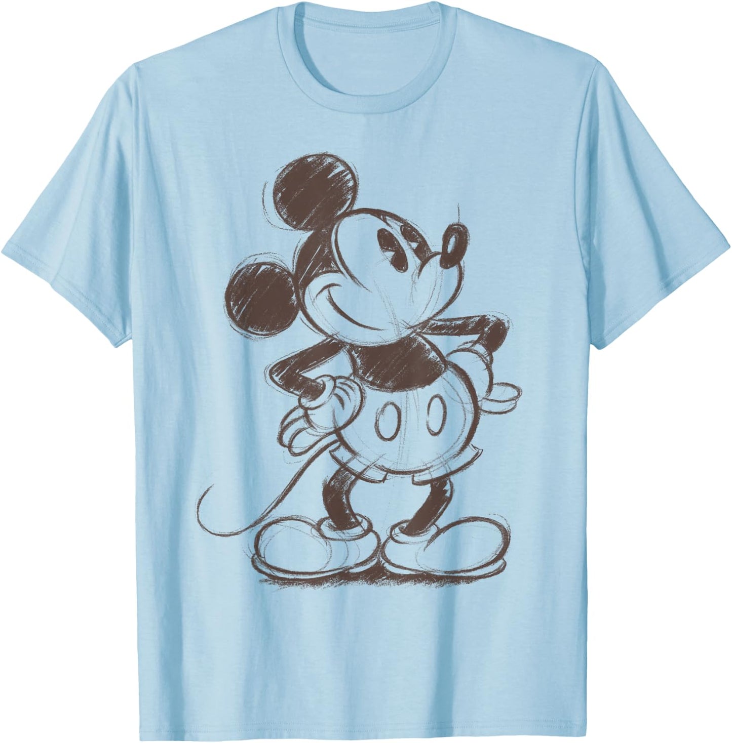 Disney Mickey Mouse Pencil Sketch Original T-Shirt - T-Shirt | Light Blue