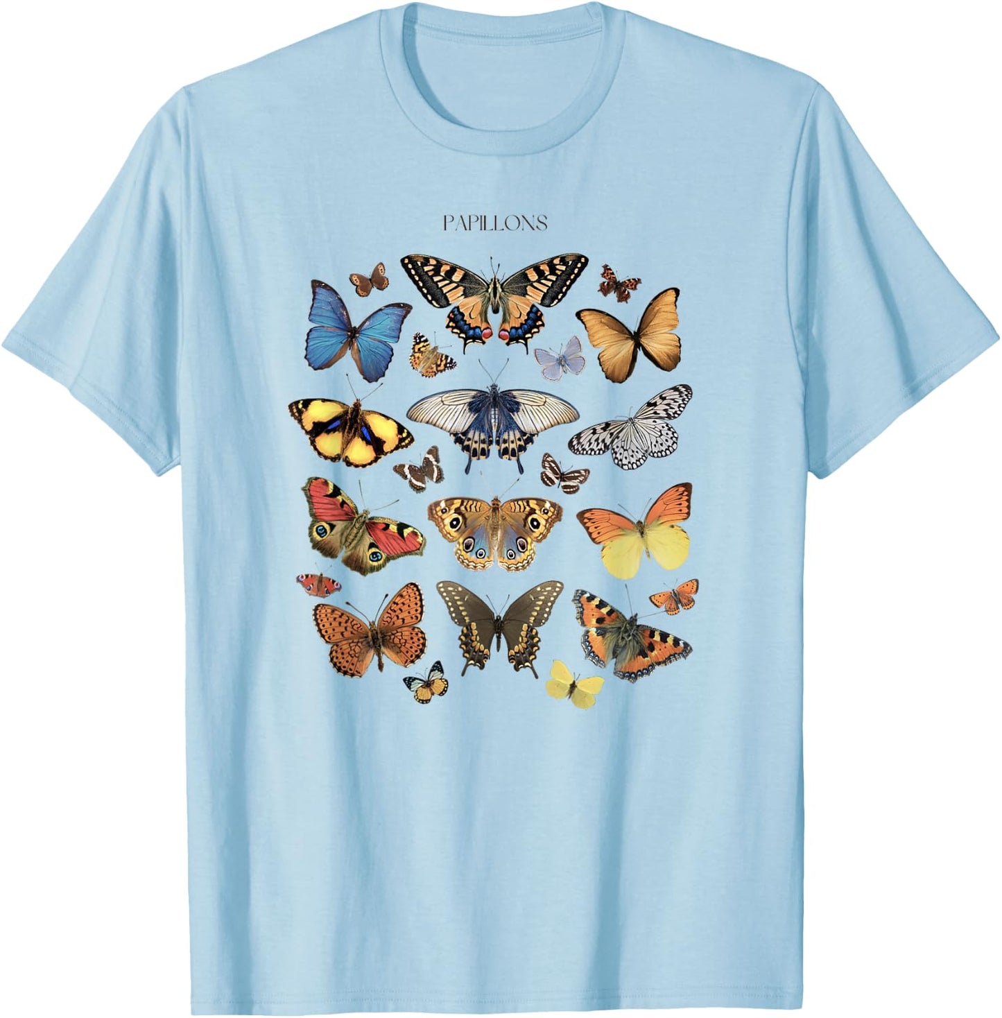 Entomology Butterfly Papillons Collage Lepidoptera Vintage T-Shirt - T-Shirt | Light Blue