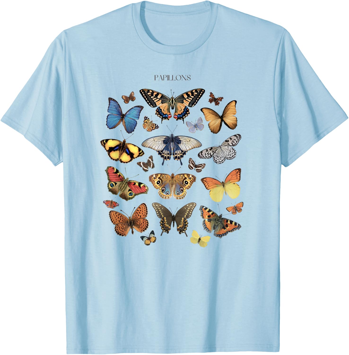 Entomology Butterfly Papillons Collage Lepidoptera Vintage T-Shirt - T-Shirt | Light Blue